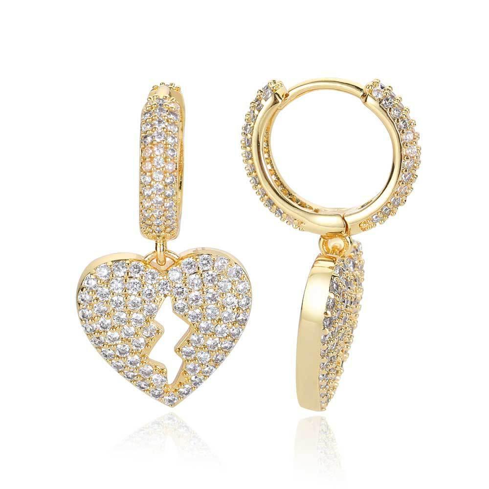 DIY Heartbreak Earrings with Micro-Pave Zircon Stones for Men | Trendy Hip Hop Jewelry | Caratix Jewelry - CaratixJewelry