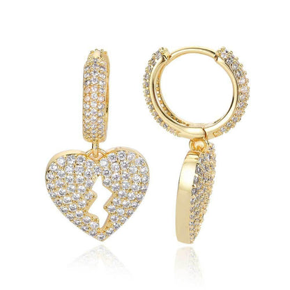 DIY Heartbreak Earrings with Micro-Pave Zircon Stones for Men | Trendy Hip Hop Jewelry | Caratix Jewelry - CaratixJewelry
