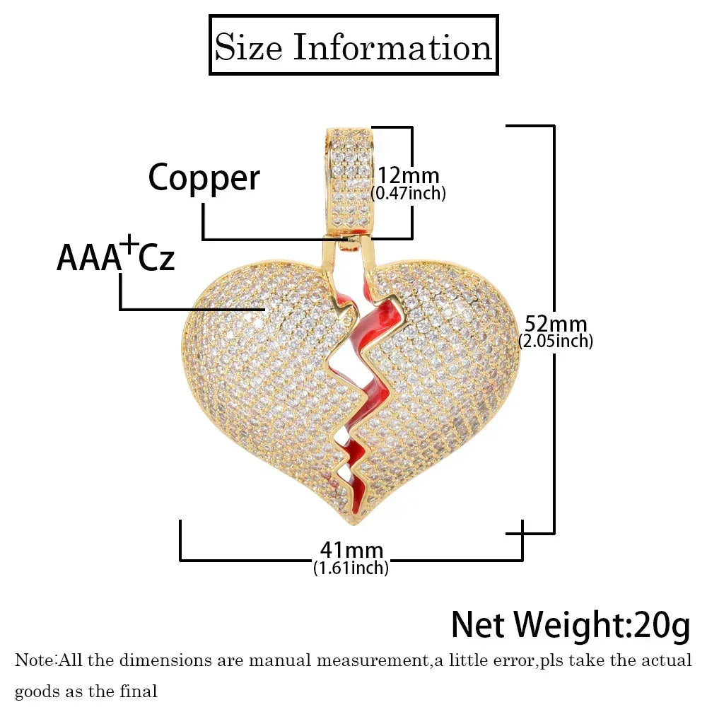 Heartbreak Pendant Necklace with Copper Frame and Zircon Stones for Couples | Caratix Jewelry - CaratixJewelry