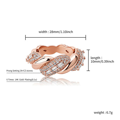 Twisted Rope Thorn Ring | Iced Out Micro-Pave Band | Caratix