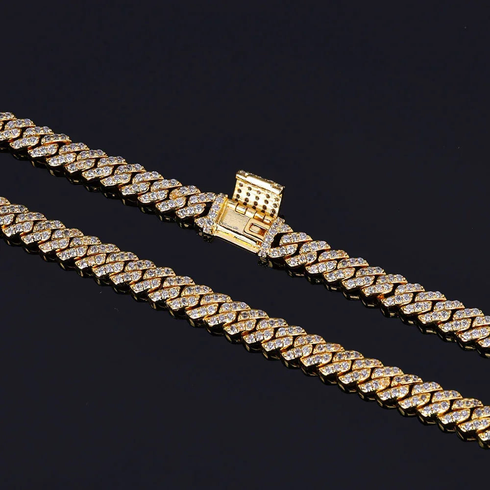 6mm Single Row Cuban Chain Necklace with Full Zircon Stones - CaratixJewelry
