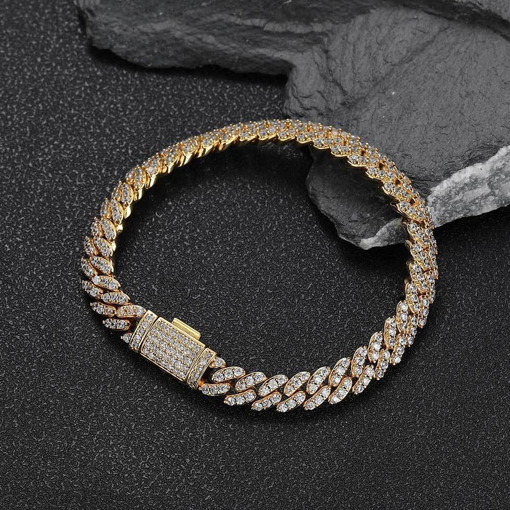 8mm Single Row Iced-Out Zircon Cuban Link Bracelet for Men | Caratix Jewelry - CaratixJewelry