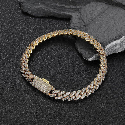 8mm Single Row Iced-Out Zircon Cuban Link Bracelet for Men | Caratix Jewelry - CaratixJewelry