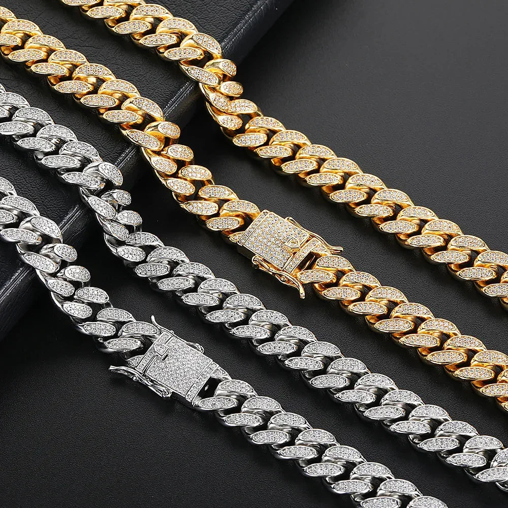 Custom 12mm Double-Row Iced Out Cuban Link - CaratixJewelry