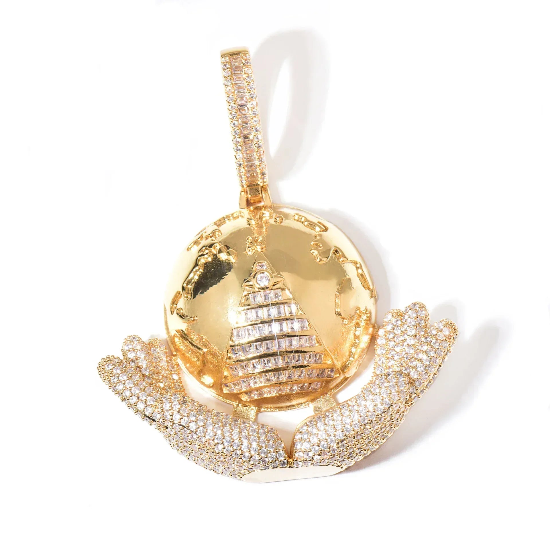 Hand Holding Ball Pendant | CZ Hip Hop Trendy Unisex Streetwear Necklace - CaratixJewelry