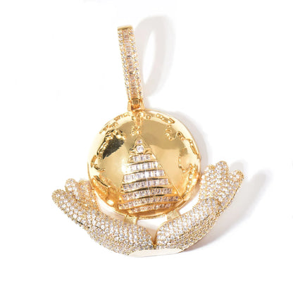 Hand Holding Ball Pendant | CZ Hip Hop Trendy Unisex Streetwear Necklace - CaratixJewelry