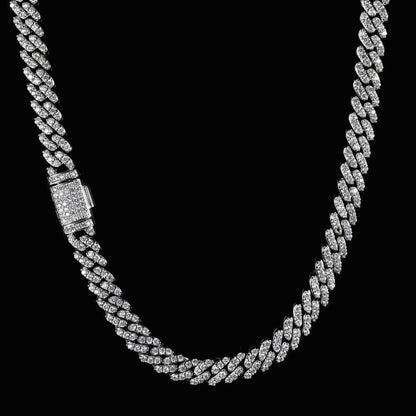 8mm Single Row Cuban Chain Necklace with Full Zircon Stones for Men | Caratix Jewelry - CaratixJewelry