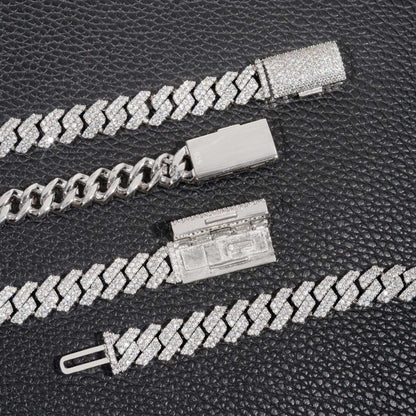 10mm D-Shape Moissanite Cuban Link Necklace | S925 Silver Iced Out Chain - CaratixJewelry