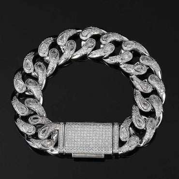 16mm Eyeglass Link Cuban Chain Bracelet Zircon for Men | Caratix Jewelry - CaratixJewelry