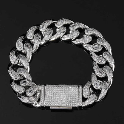 16mm Eyeglass Link Cuban Chain Bracelet Zircon for Men | Caratix Jewelry - CaratixJewelry