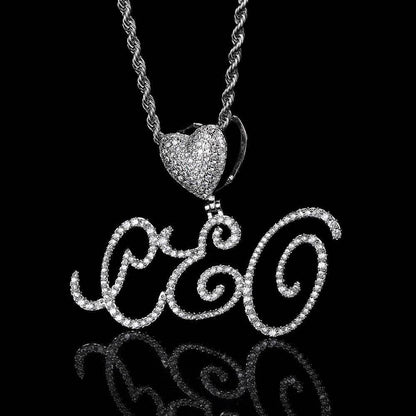 Heart Lock Calligraphy Letter Pendant Necklace with Zircon Stones for Men and Women | Caratix Jewelry - CaratixJewelry