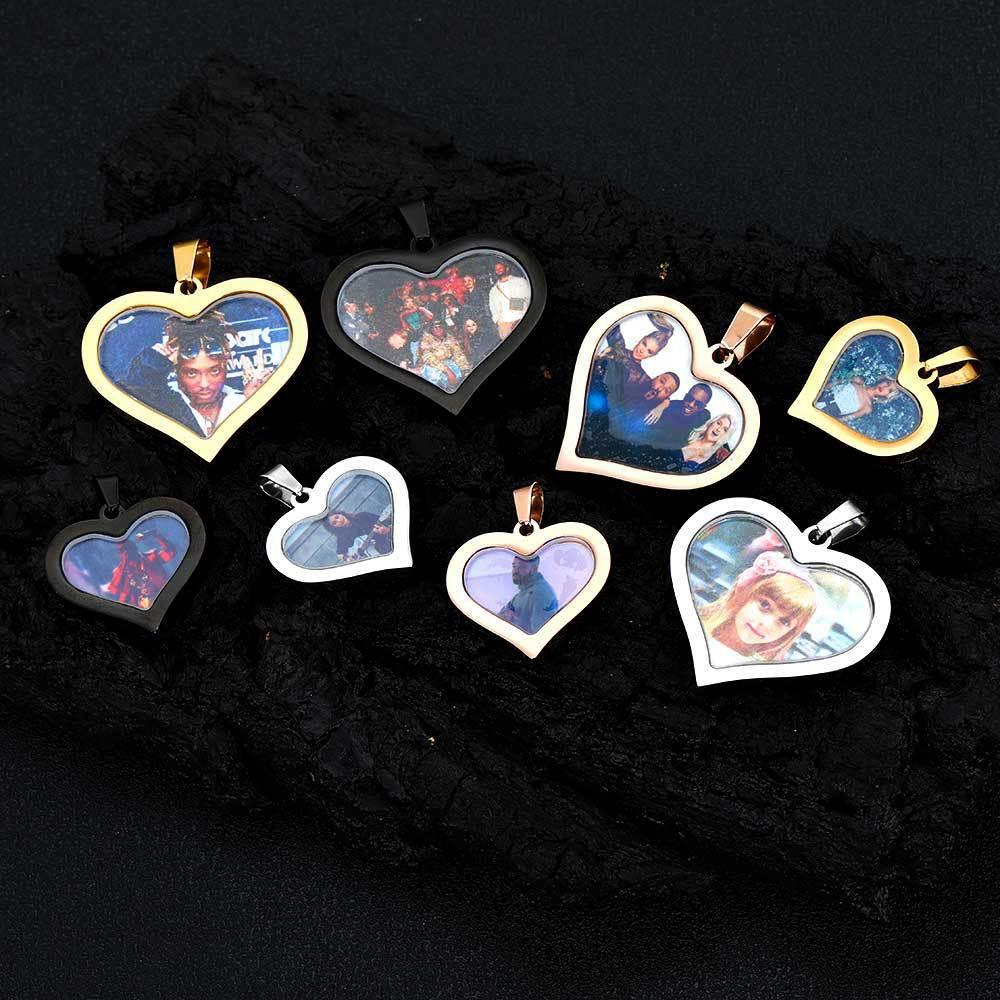 Custom DIY Stainless Steel Heart Photo Pendant Necklace for Men | Caratix Jewelry - CaratixJewelry