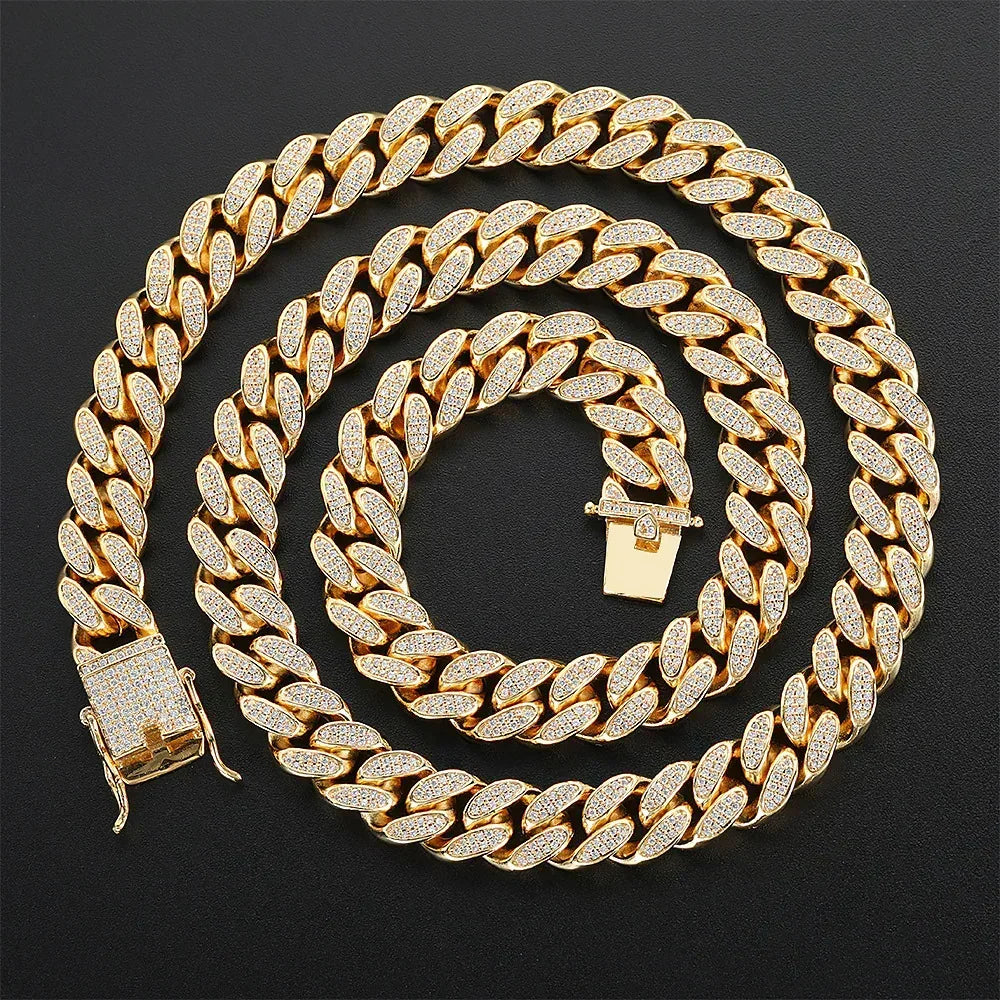 Custom 12mm Double-Row Iced Out Gold Chain Style for Rapper | Necklace & Bracelet | Caratix - CaratixJewelry