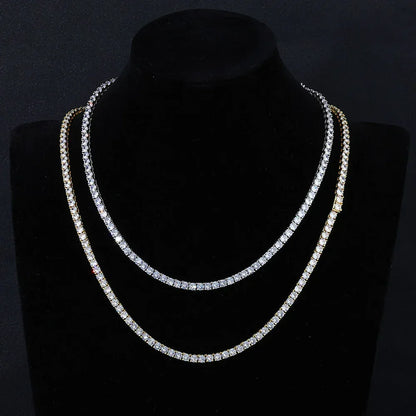 Zircon Spring Clasp Tennis Chain Necklace Hip Hop Jewelry Gold Chain Rapper Style for Men | Caratix Jewelry - CaratixJewelry