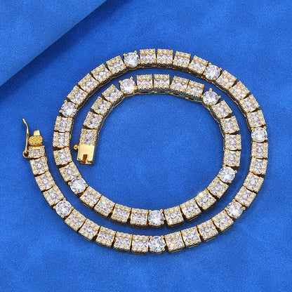 Custom 6mm Round & Square Mixed-Cut Tennis Chain Hip Hop Jewelry | Caratix - CaratixJewelry