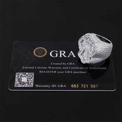 D-Color VVS Step-Cut Moissanite Ring | S925 Silver Unisex Iced Out Fashion Jewelry - CaratixJewelry