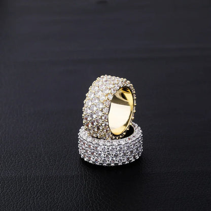Five-Row Iced Out Ring | S925 Sterling Silver Men's Band | Caratix