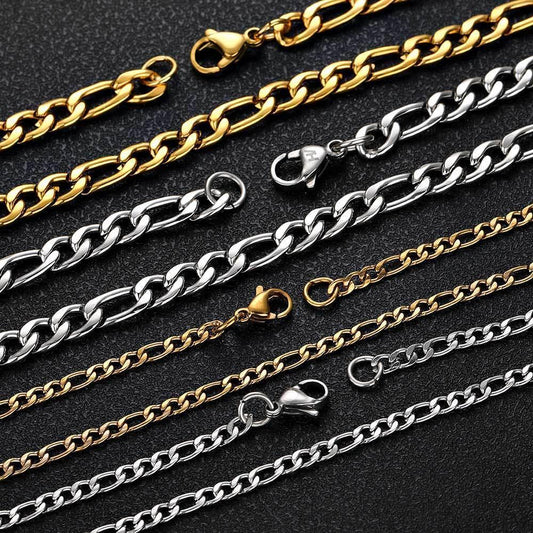 Lobster Clasp Stainless Steel Figaro Chain Necklace for Men | Titanium Steel Hip Hop Jewelry | Caratix Jewelry - CaratixJewelry