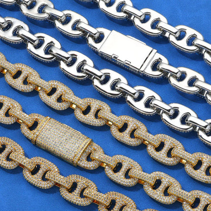 Hip Hop Jewelry 16mm S925 Silver Cuban Link Bracelet – CZ Pig Nose Chain, Trendy Men’s Fashion Accessory | Caratix Jewelry - CaratixJewelry