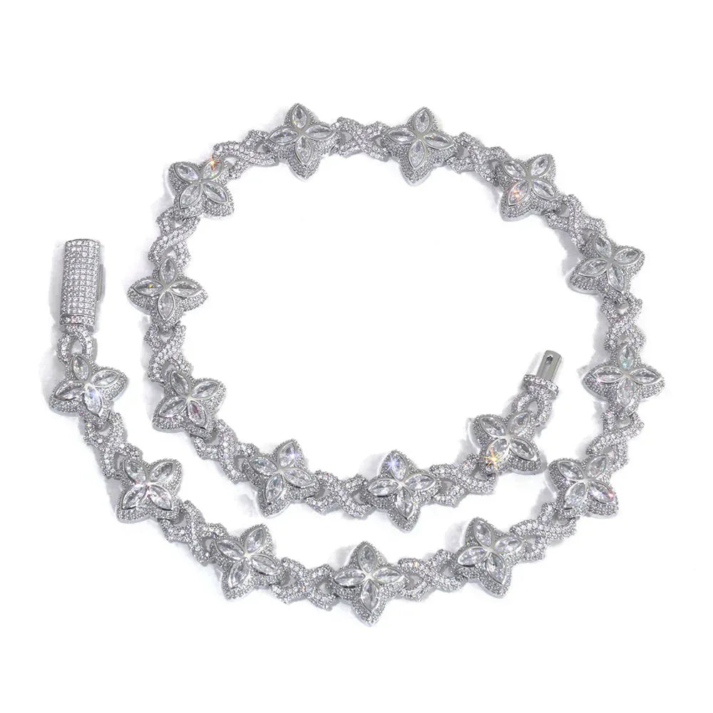 8mm Men's Thorn & Infinity 8 Clover Chain | Iced Out Zircon Necklace & Bracelet | Custom Gold Chain Rapper Style | Caratix - CaratixJewelry
