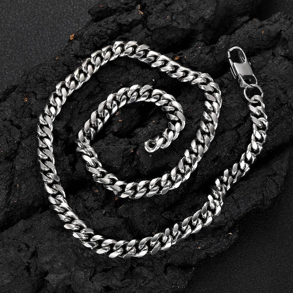 Polished Cuban Chain Necklace Stainless Steel Rapper Chain Style | Caratix Jewelry - CaratixJewelry