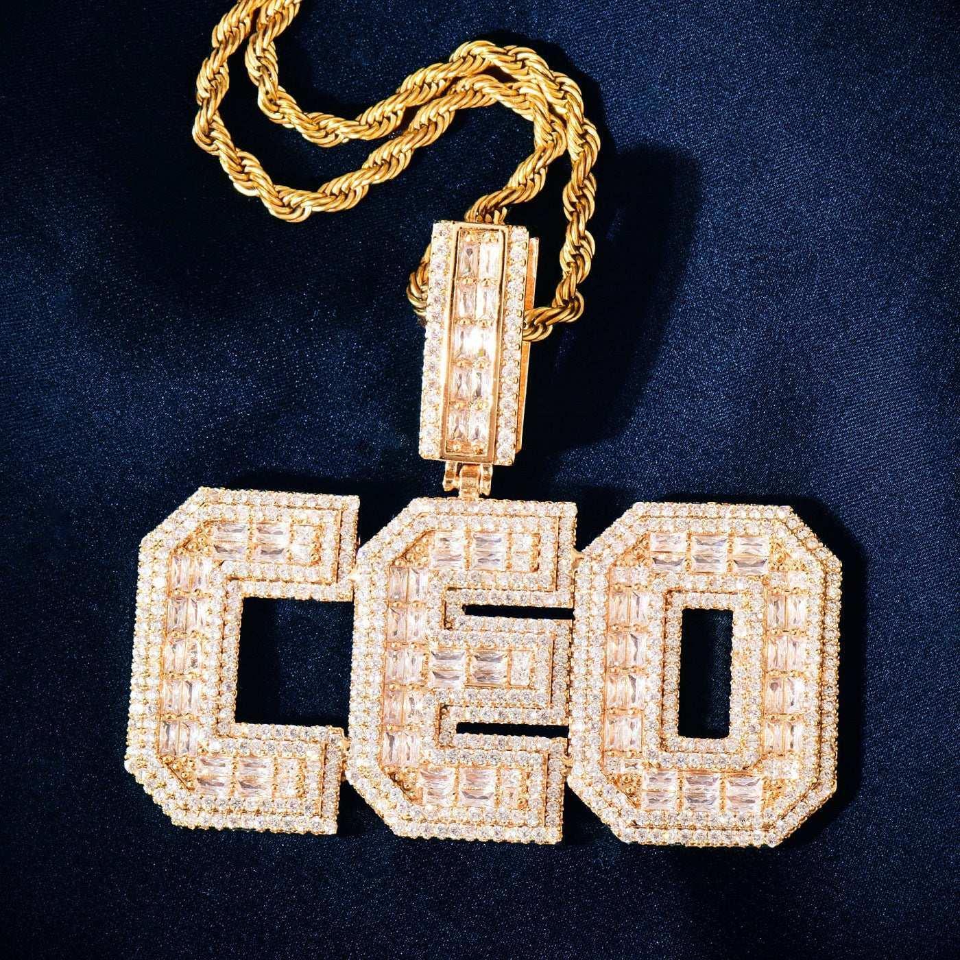 Baguette Iced Out Letter Pendant | DIY Hip Hop Custom Initial Necklace Jewelry - CaratixJewelry