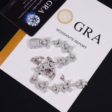 12mm Moissanite Cross Cuban Link Bracelet – S925 Sterling Silver Iced-Out Hip Hop Jewelry with Figure-8 Clasp - CaratixJewelry