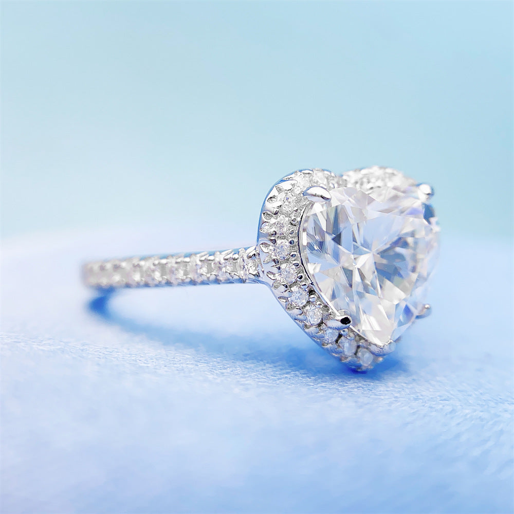 2 Carat Heart Cut Moissanite Ring | S925 Sterling Silver Solitaire Ring | Caratix