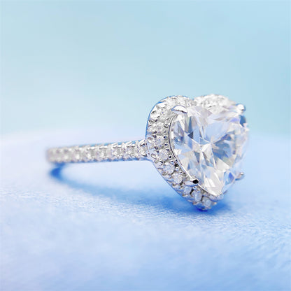 2 Carat Heart Cut Moissanite Ring | S925 Sterling Silver Solitaire Ring | Caratix