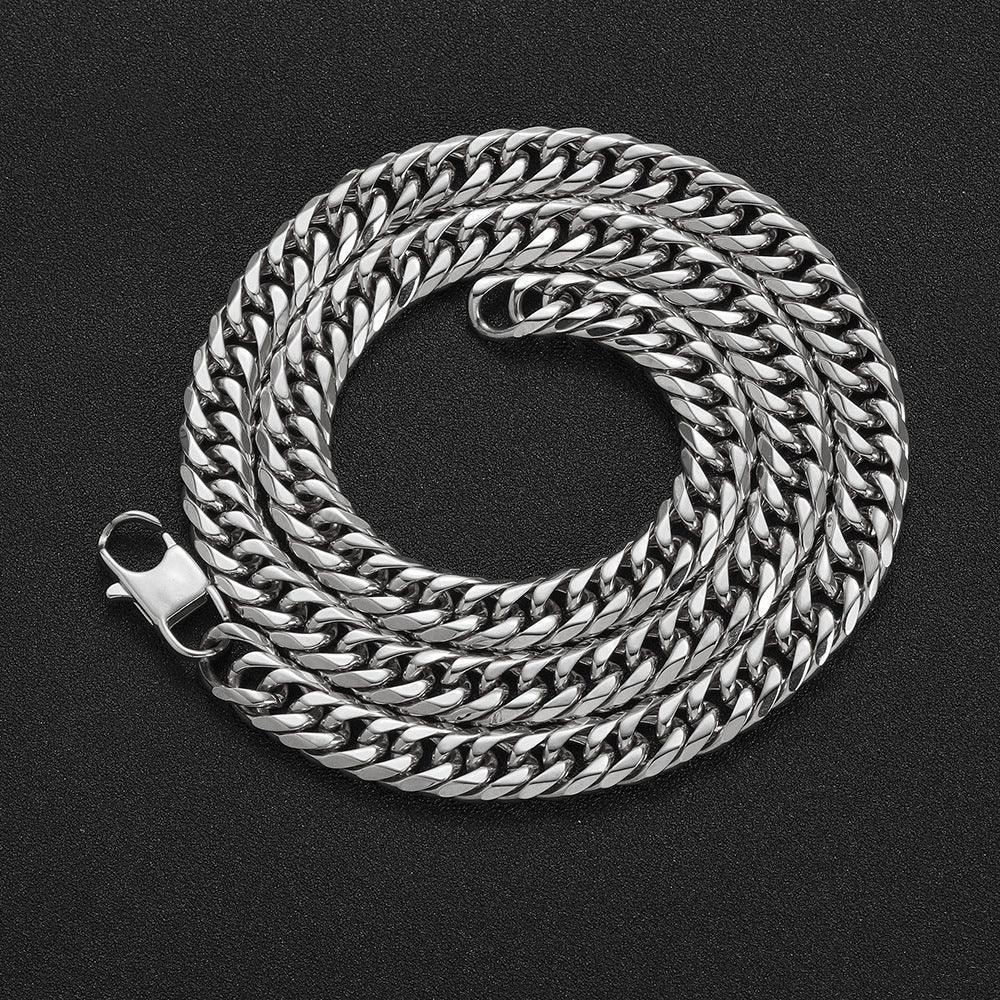 Gold Plated Stainless Steel Cuban Chain Necklace with Cowboy Clasp Titanium Steel for Men | Caratix Jewelry - CaratixJewelry