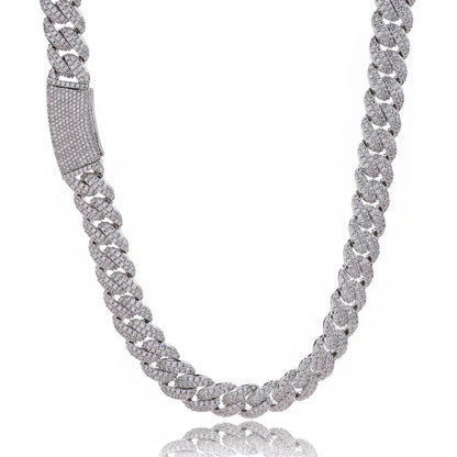 13mm Bubble Moissanite Cuban Link Chain – S925 Sterling Silver Iced-Out Hip Hop Men’s Luxury Streetwear Necklace - CaratixJewelry