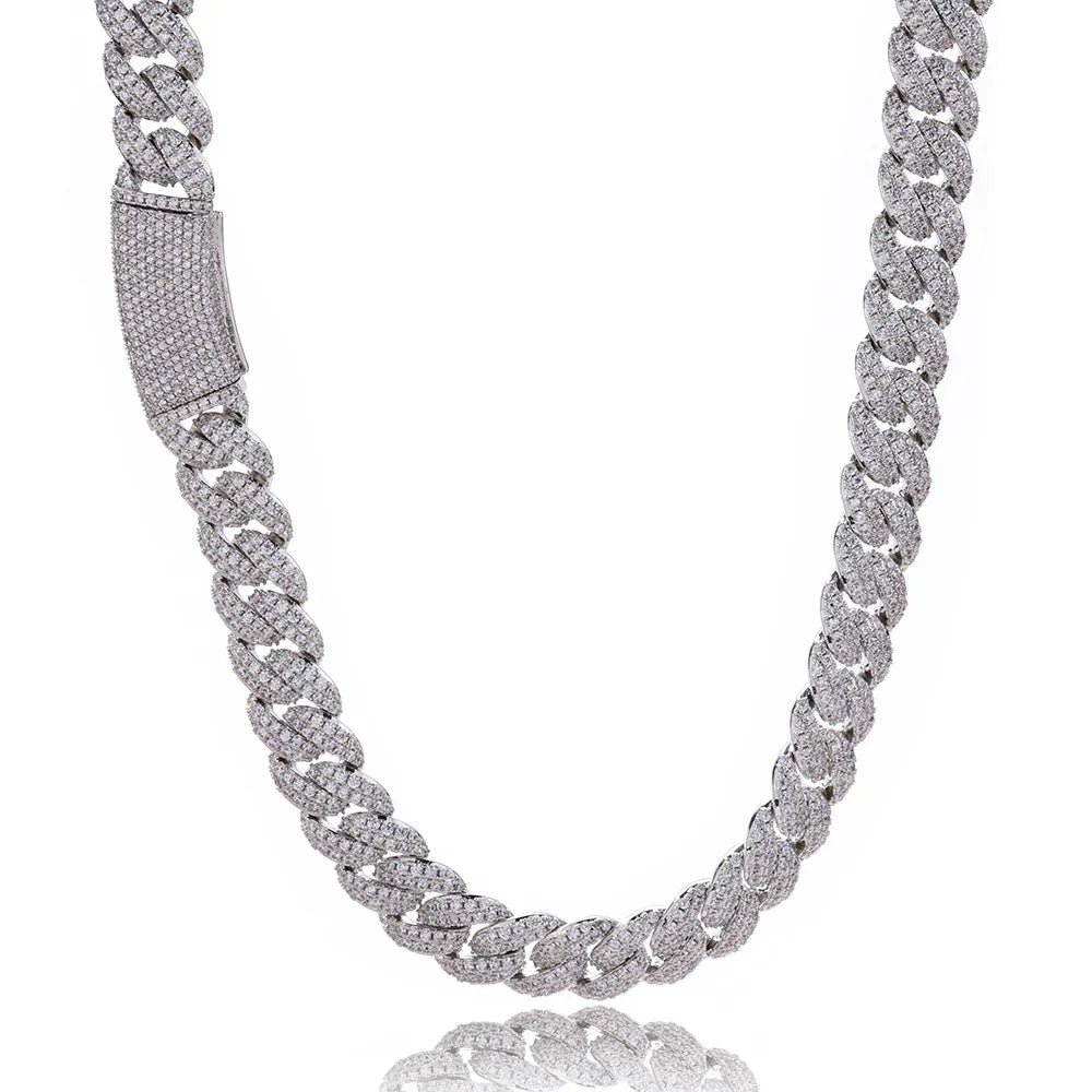 13mm Double Row Full Zircon Bubble Cuban Chain Custom Necklace - CaratixJewelry