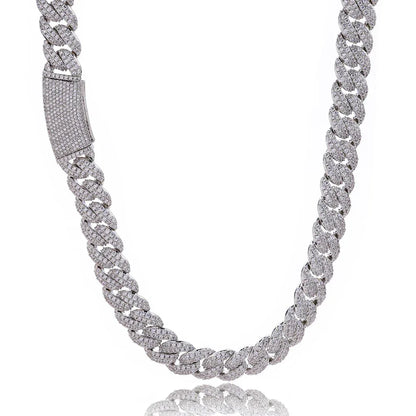 13mm Double Row Bubble Cuban Chain Rapper Iced Out Necklace - CaratixJewelry