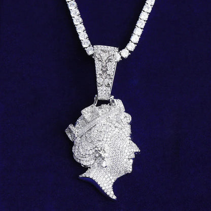 Luxury Iced Out Queen Elizabeth II Pendant | Men's Hip Hop Portrait Necklace | Full CZ Genuine Copper Jewelry | Senior Sense Bling | Caratix - CaratixJewelry