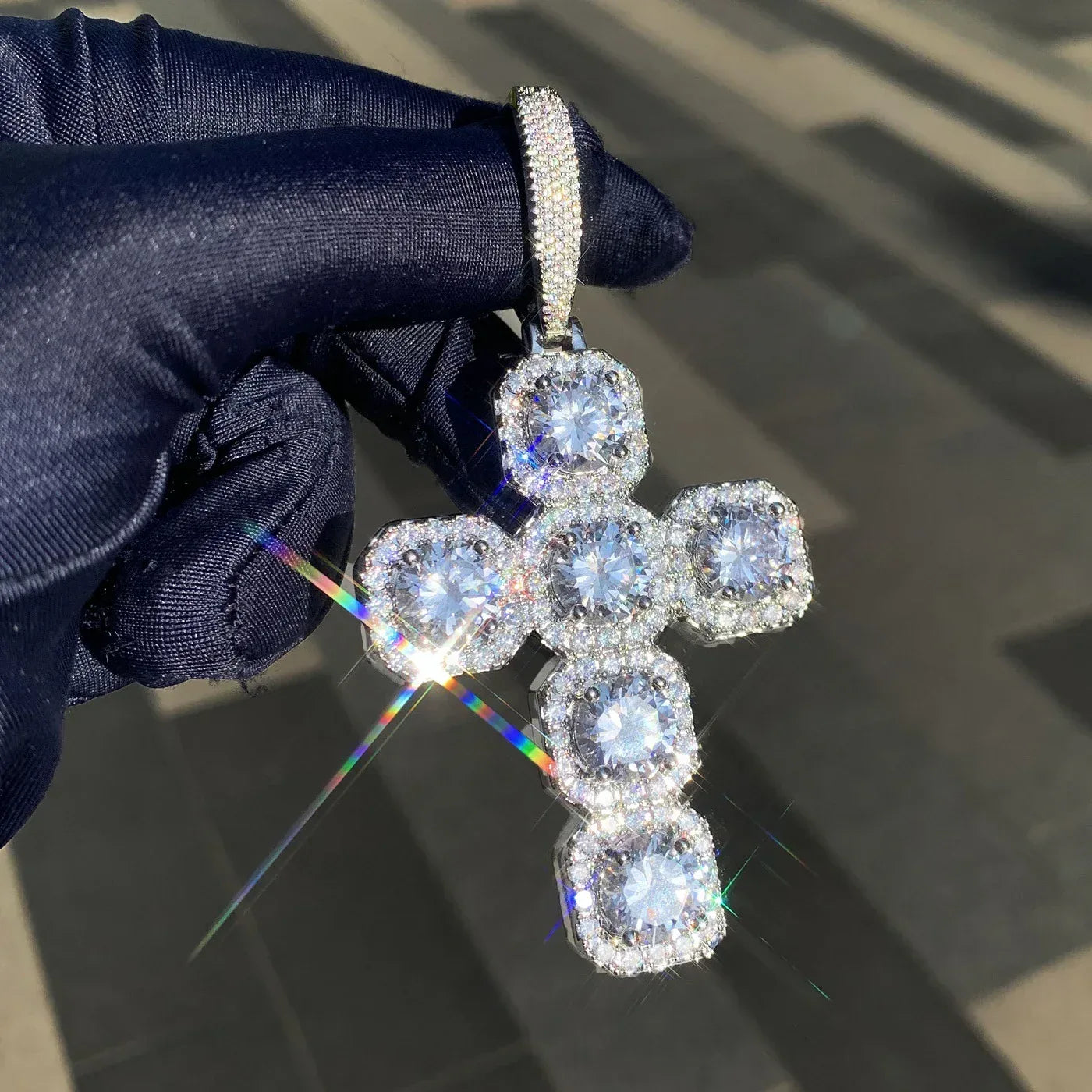 CZ Cross Pendant Necklace | Hip Hop Punk Streetwear Jewelry - CaratixJewelry