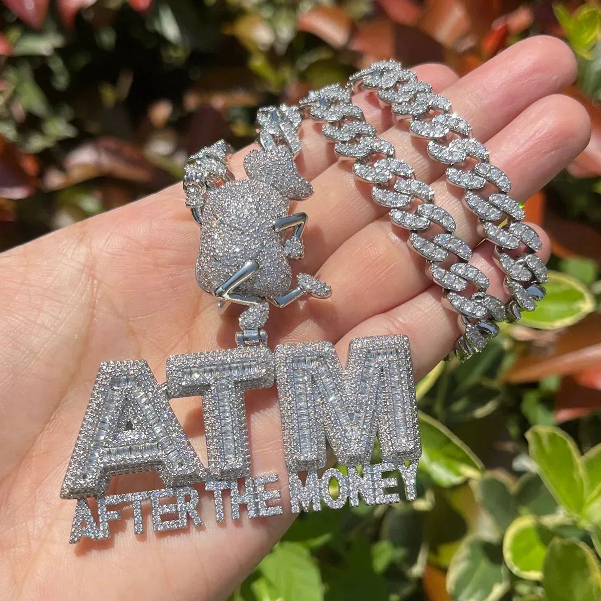 Iced Out "ATM" Money Machine Pendant | Women's Real Copper CZ Necklace - CaratixJewelry
