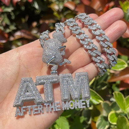 Iced Out "ATM" Money Machine Pendant | Women's Real Copper CZ Necklace - CaratixJewelry