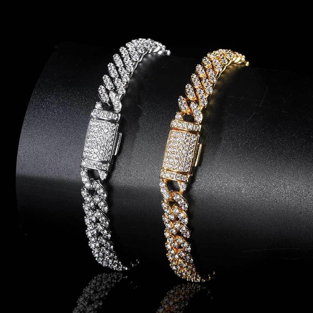 8mm Single Row Iced-Out Zircon Cuban Link Bracelet for Men | Caratix Jewelry - CaratixJewelry