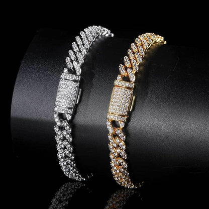 8mm Single Row Iced-Out Zircon Cuban Link Bracelet for Men | Caratix Jewelry - CaratixJewelry