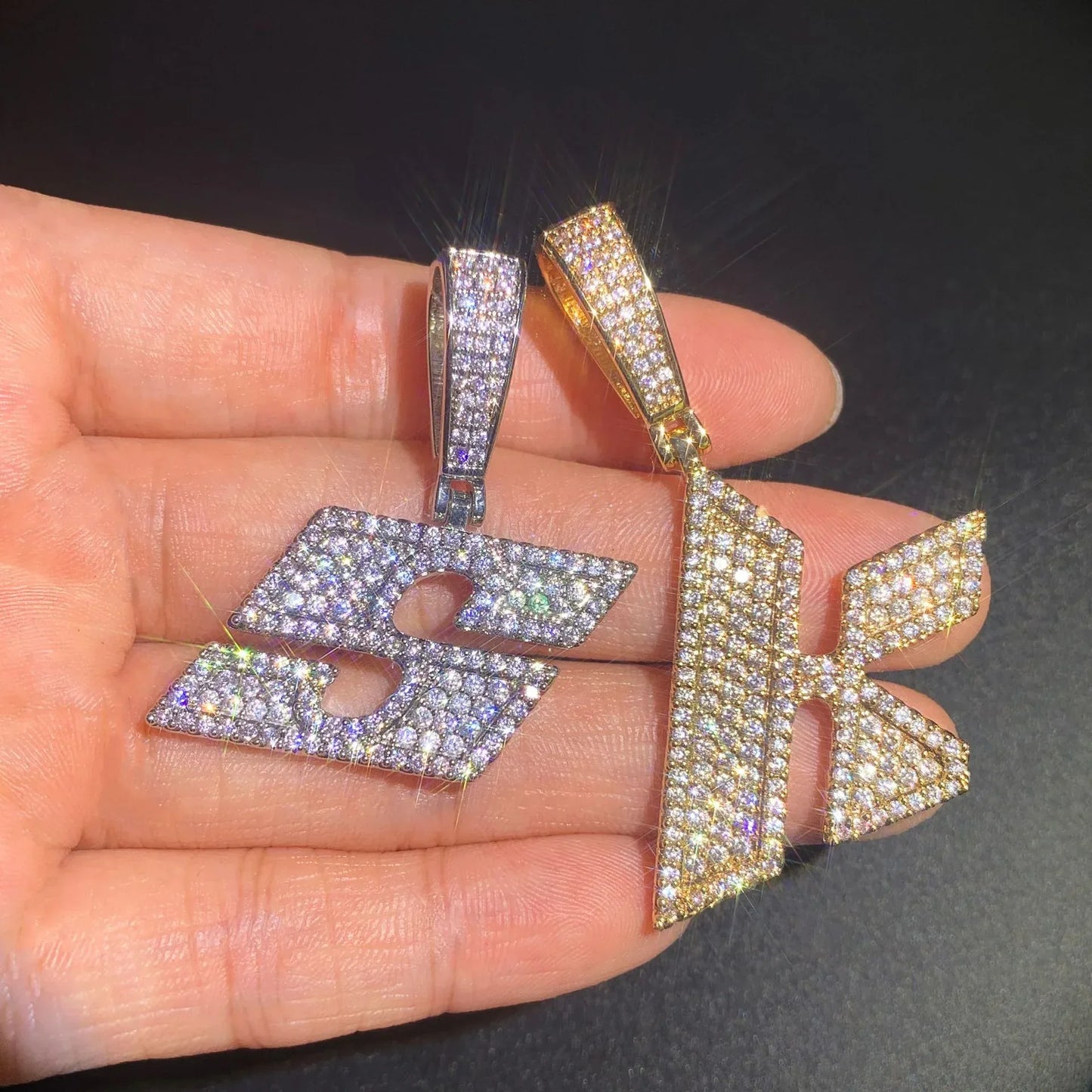 Iced Out Letter & Number Pendant | CZ Hip Hop Bling Fashion Necklace - CaratixJewelry