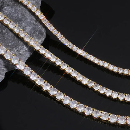Zircon Tennis Chain Necklace Spring Clasp for Men & Women | Caratix Jewelry - CaratixJewelry