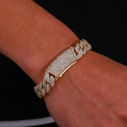 13mm Double Row Bubble Cuban Bracelet Iced Out Jewelry | Caratix Jewelry - CaratixJewelry