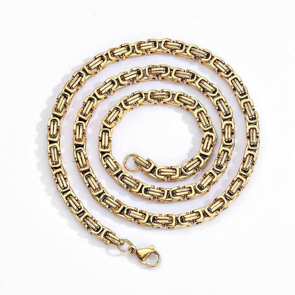 4mm Stainless Steel Byzantine Chain Necklace for Men | Caratix Jewelry - CaratixJewelry