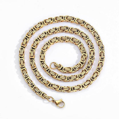 4mm Stainless Steel Byzantine Chain Necklace for Men | Caratix Jewelry - CaratixJewelry