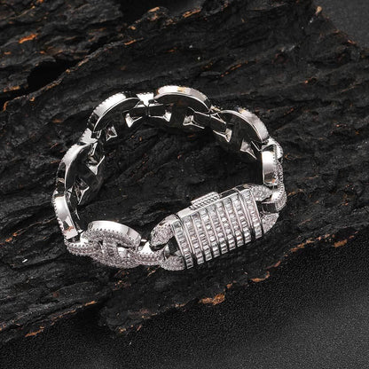 16mm T Cut Zircon Pig Nose Cuban Chain - CaratixJewelry