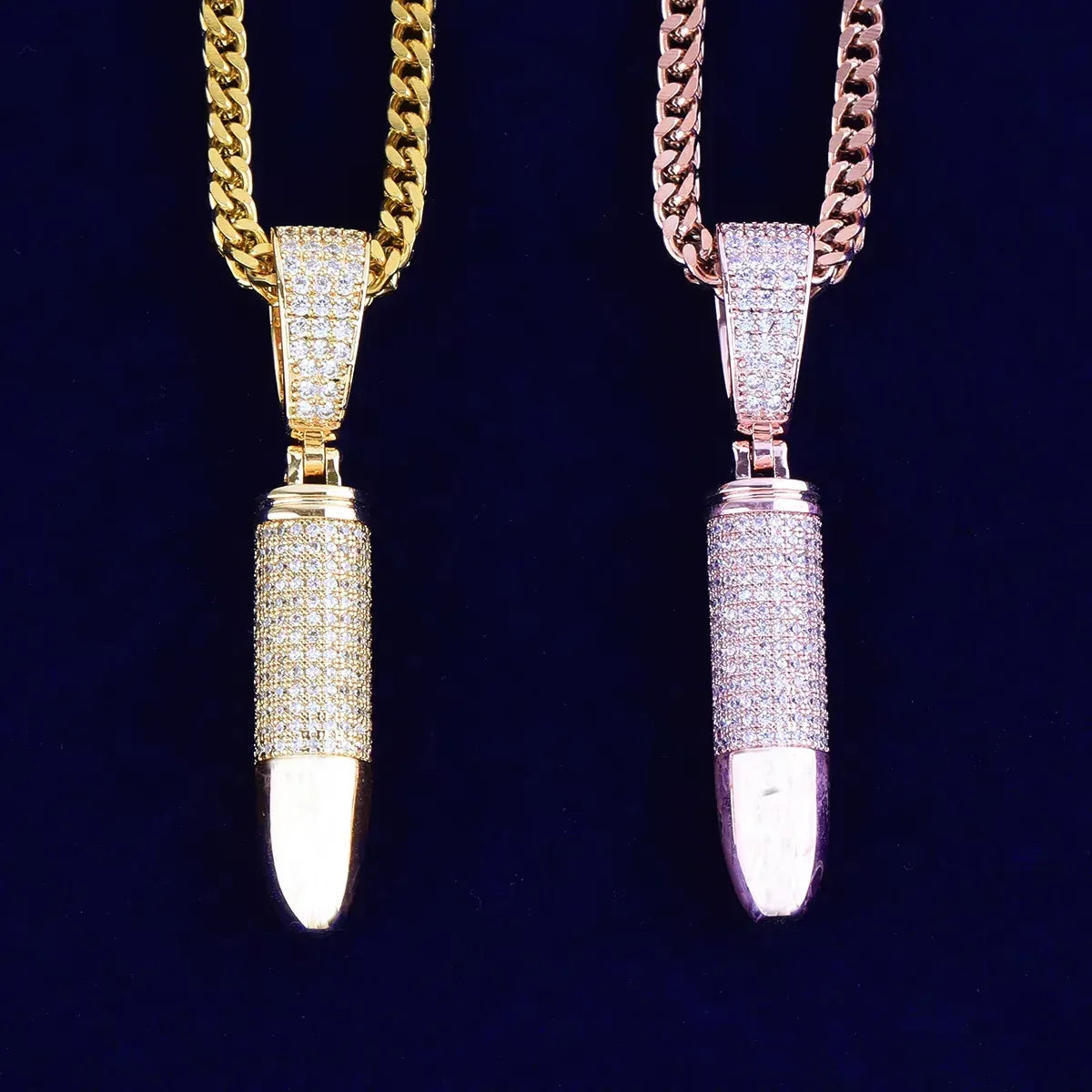 Iced Out Geometric Capsule Pendant | Women's Utilitarian "Urban Armor" Necklace | Premium Copper CZ Cylinder Charm | Cyber Y2K & Techwear Jewelry | Caratix - CaratixJewelry