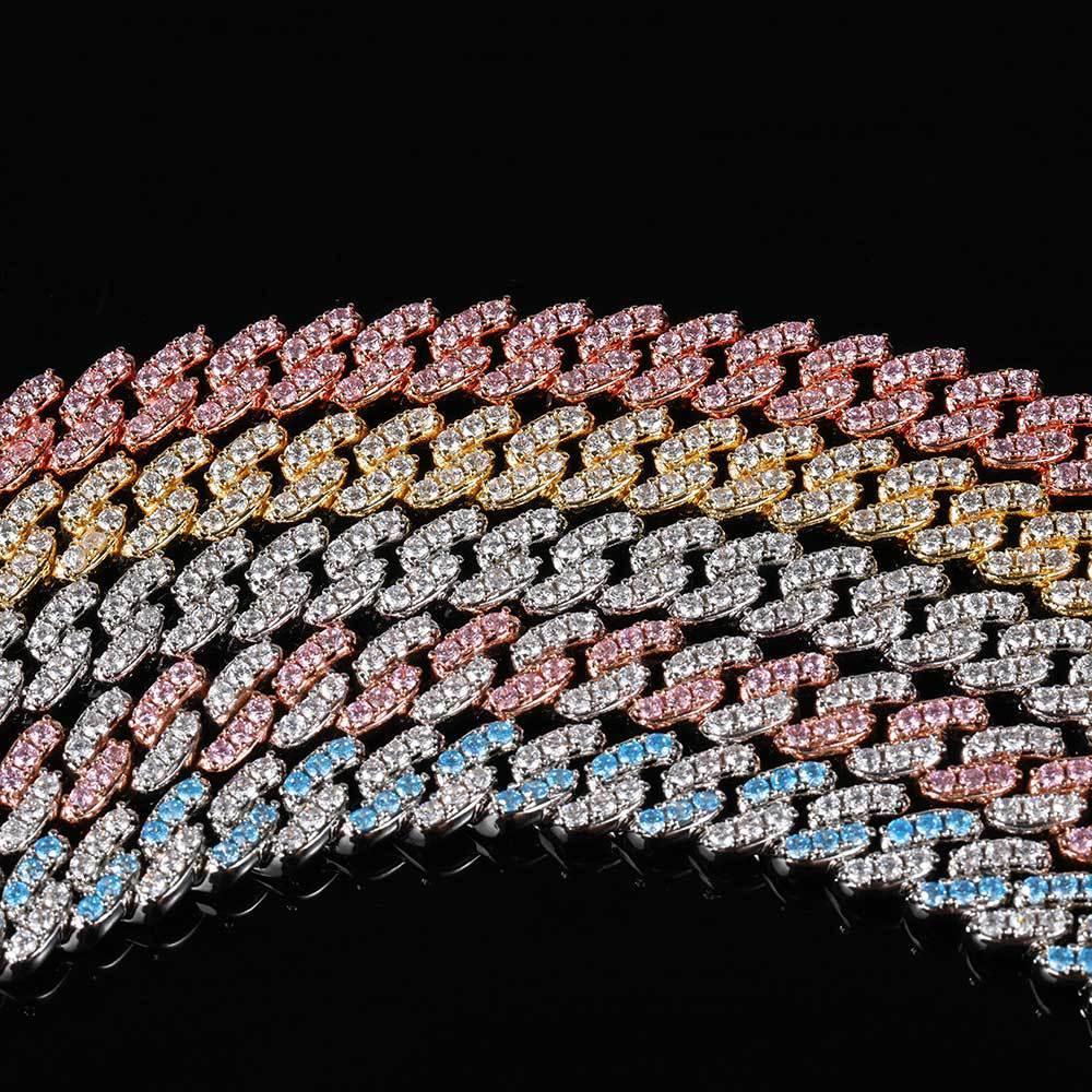 9mm Single Row Cuban Chain Necklace with Zircon Stones - CaratixJewelry