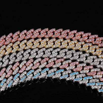 9mm Single Row Cuban Chain Zircon Bling Jewelry Necklace - CaratixJewelry