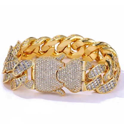 18mm Triple Row T-Cut Zircon Cuban Link Bracelet for Men | Caratix Jewelry - CaratixJewelry
