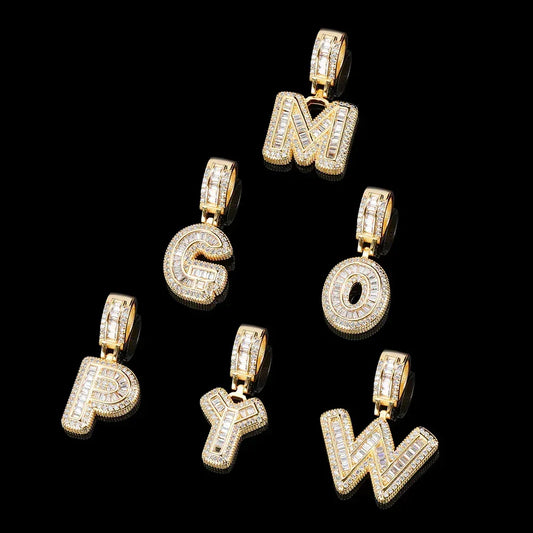 Custom Iced-Out Letter Pendant Necklace with Zircon Stones for Men | Caratix Jewelry - CaratixJewelry